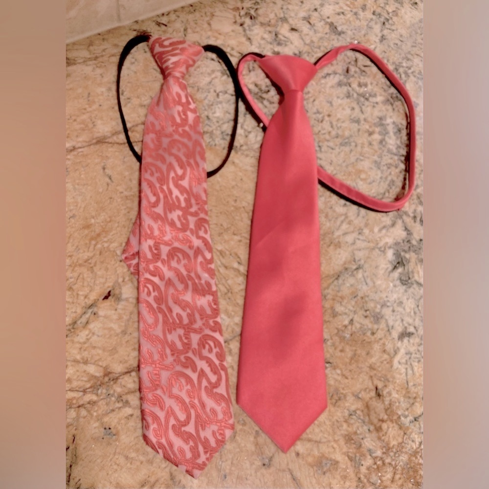 Pack of 2 boys coral pink neck ties in silk